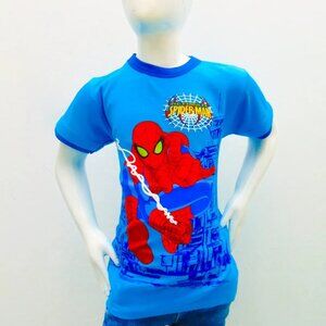 NWT SPIDER-MAN SUPERHEROE KIDS SKY BLUE CREW NECK SHORT SLEEVE T-SHIRT SIZE 12